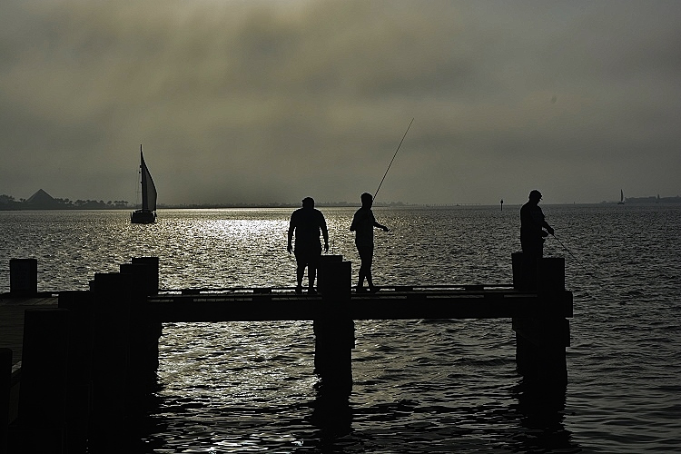 fishing pier in silohuette